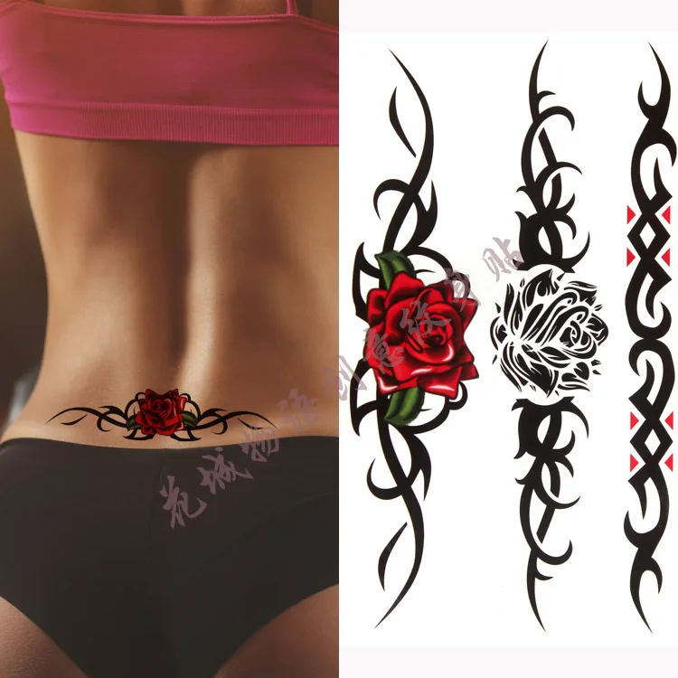 

Colorful beautifulred rose flower Body Art Waterproof fake sexy For Woman Flash TemporaryTattoo Stickers 10*20CM KD361