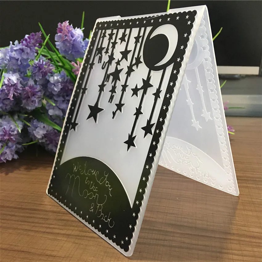  Welcome To The Moon Plastic Embossing Folder For Scrapbooking Paper Card Photo Album DIY Gift Box P - 32949240578