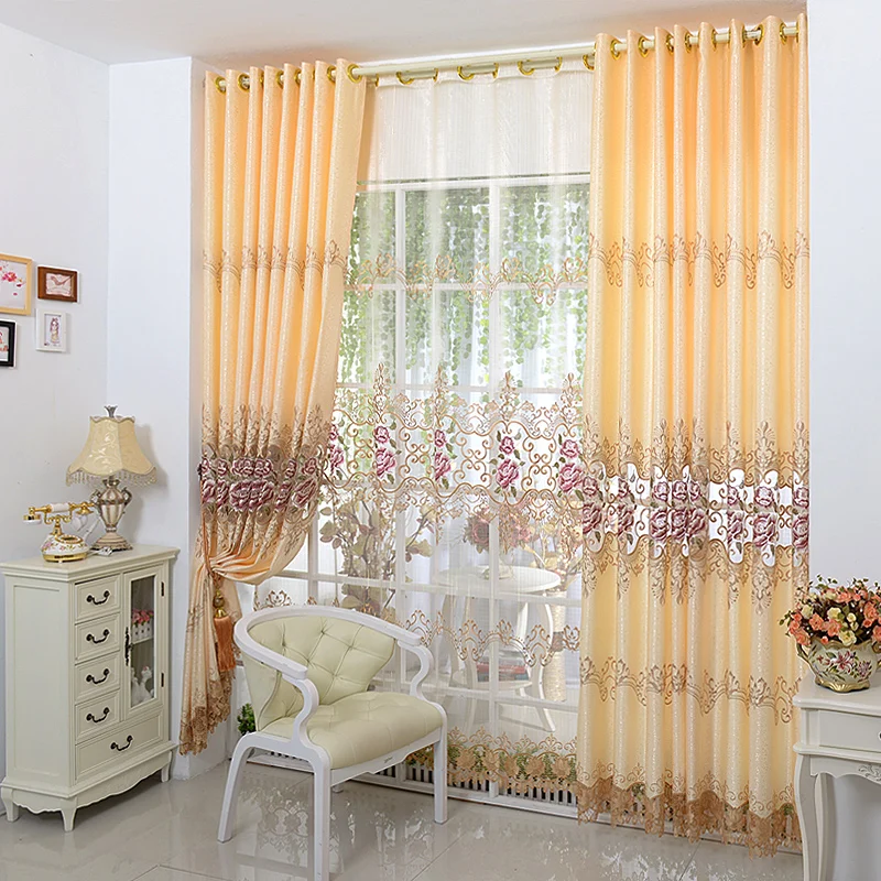 Luxury Europe Embroidered Tulle Window Curtains For living Room Bedroom Blackout Curtains Window Treatment Drapes Home Decor