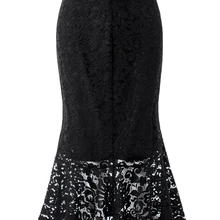 Женская юбка-карандаш с подолом русалки, эластичная талия, Офисная кружевная юбка с длиной до колена, большие размеры, мода