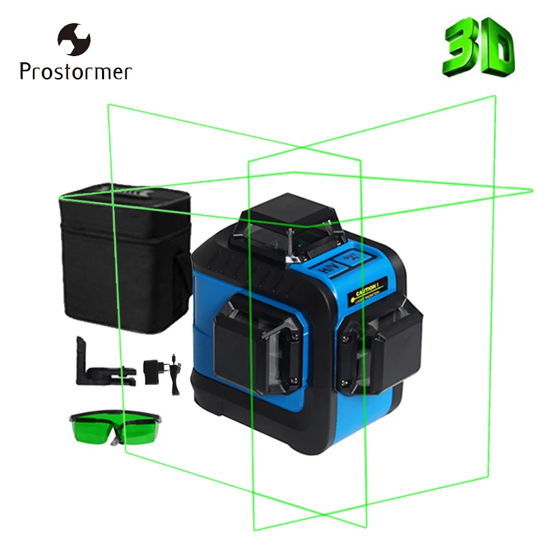 

Prostormer 12Lines 3D Laser Level Self-Leveling 360 Horizontal Vertical Cross Super Powerful Green Red Laser Beam Line D3501