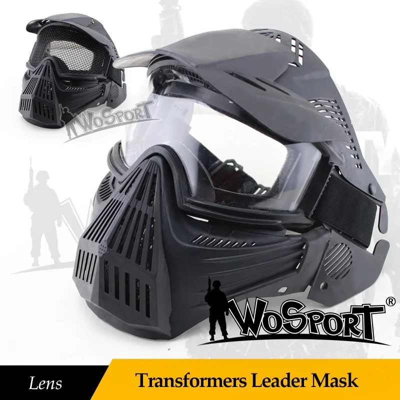 Tactical Breathable Full Face Mask Transformers Leader Mask Lens Vision