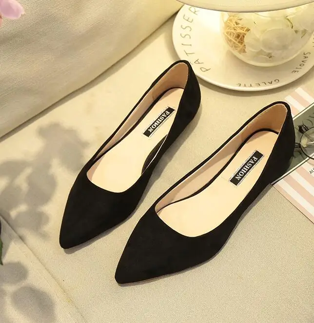 

2018 New 5432 Women Suede Flats Fashion High Quality Basic Mixed Colors Pointy Toe Ballerina Ballet Flat Slip On Shoes