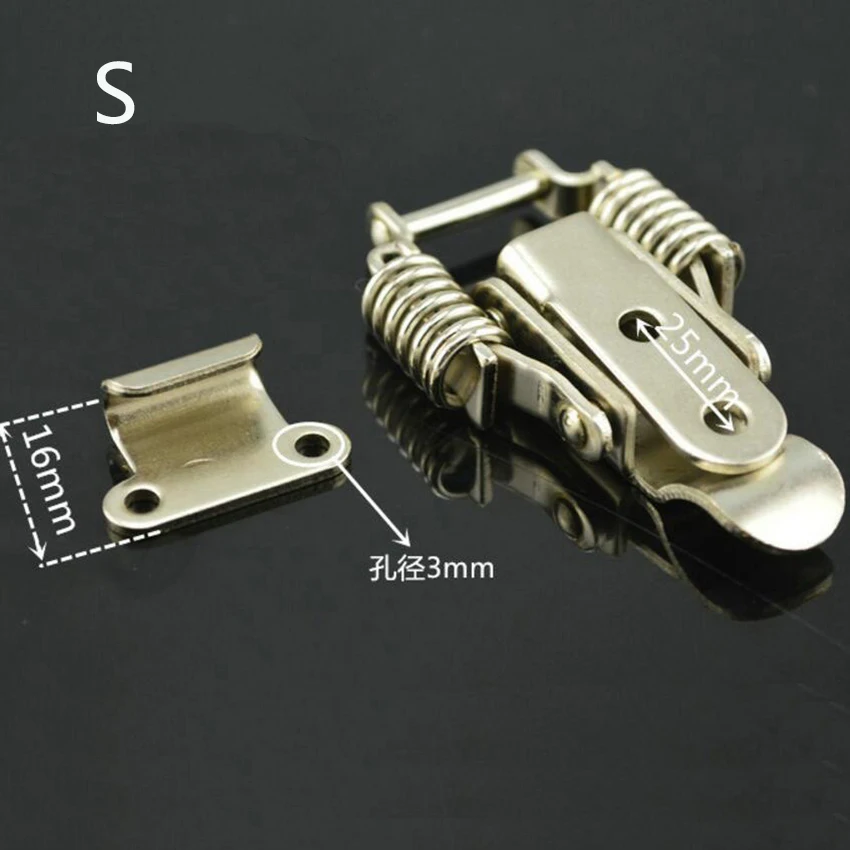 Stainless Steel Double Spring Buckle Wooden Box Toolbox Heavy Duty Lock Lock Hole Electromechanical Box Accessories Buckle Clamp Furniture Hardware