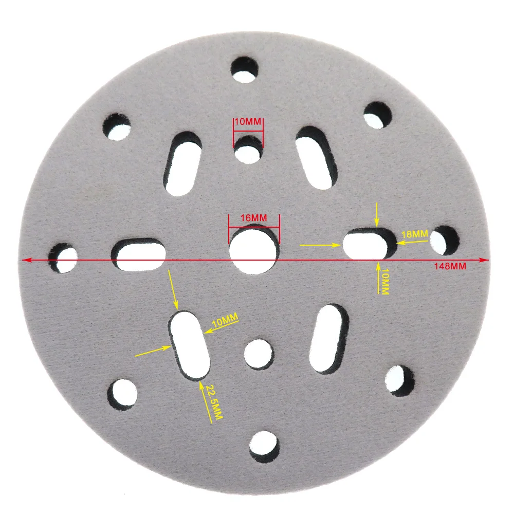 6 дюймов 150 мм мягкий интерфейс колодки 8+ 6/8+ 1 отверстия для крюк и петля шлифовальный диск подложка колодки электроинструменты аксессуары