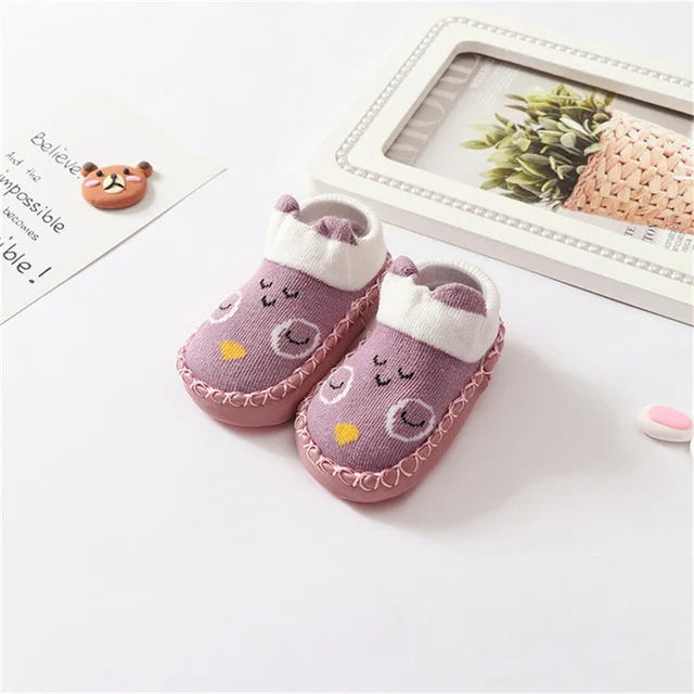 Г. Детские носки с резиновой подошвой, носки для новорожденных мальчиков и девочек, детские носки-тапочки нескользящие носки с мягкой подошвой - Цвет: WZA052-Purple