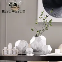 Современная простая мраморная керамическая ваза, комплект гербарий, Цветочная композиция, украшение для учебы, Креатив для гостиной