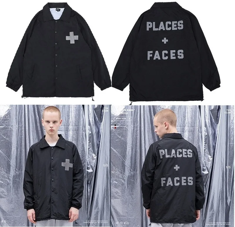 

New PLACES+FACES Jackets Men Women Streetwear Bomber Jacket 3M Reflective Thickened High Quality Clothes PLACES+FACES Jacket