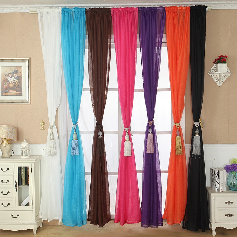 

ISHOWTIENDA Solid Color Tulle Door Window Curtain Drape Panel Sheer Scarf Valance Living Room Bedroom Kitchen Hot Selling