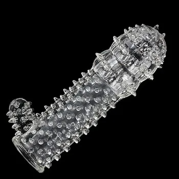 Adult Men Penis Sleeve Condoms Reusable Safe Sex Condoms Cock Extender Dildo Full Cover Penis Erection Delay Sex Products AC 1
