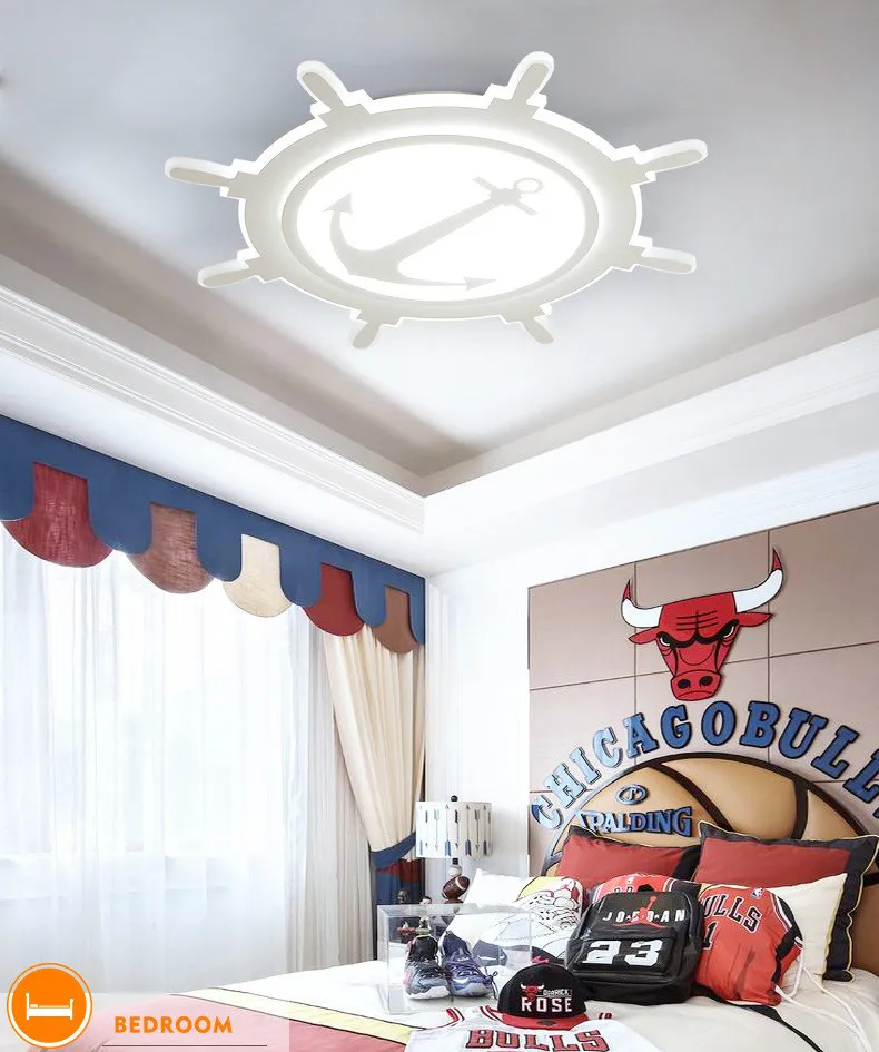 Руль детская комната потолочный светильник светодио дный Средиземноморский стиль освещения мальчик исследование спальня творческий акриловые спальня потолок освещение