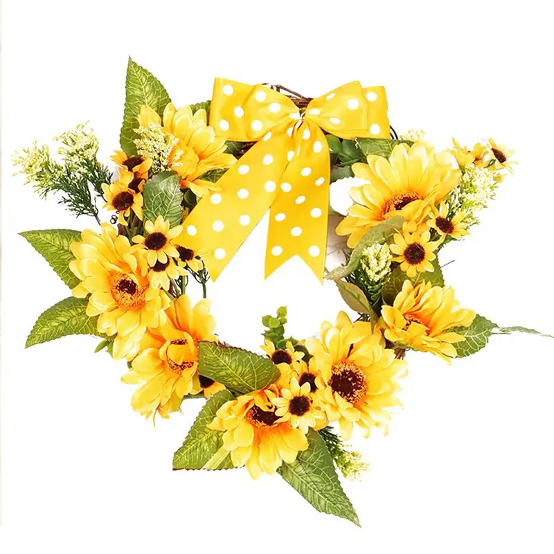 

1 Pcs Sunflower Wreath Vivid Decorative Simulation Fake Flower Garland Artificial Wreath Party for Window Door Wall Entryway