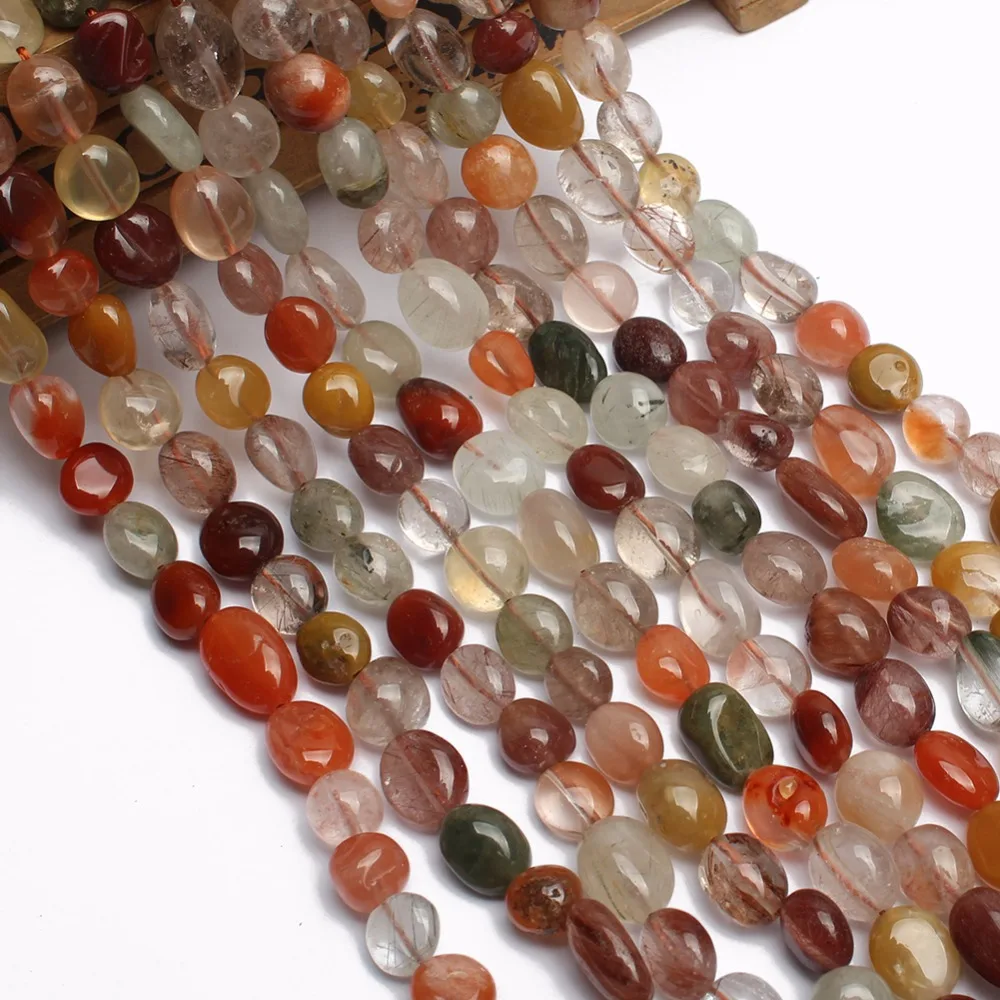 

8-10mm Irregular Natural Genuine Rutilated Quartz Beads for Jewelry Making 15inches Natural Stone Beads Diy Bracelet