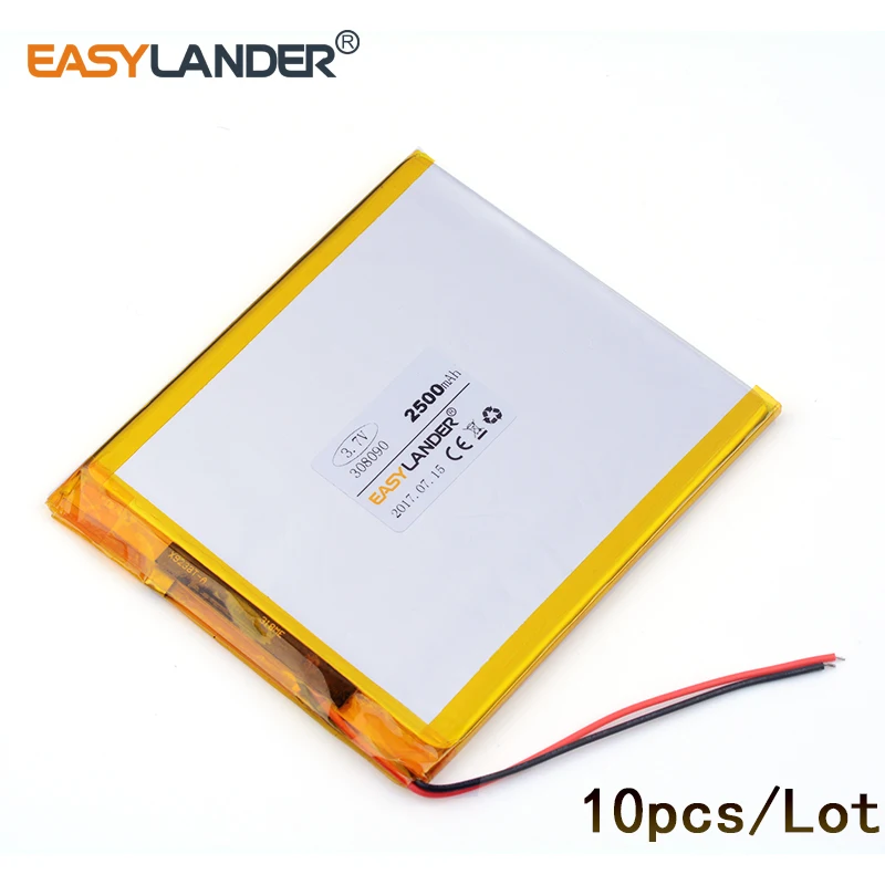 10 шт./лот 3 7 v литий-ионный полимерный аккумулятор XHR-2P 2 54 308090 2500mah планшетный