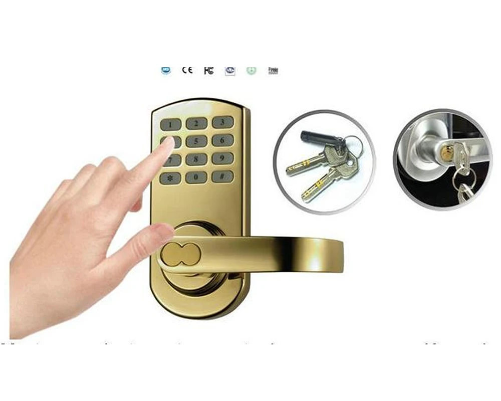 Reversible Handle Left or Right Handle Lever Electronic Keyless Keypad Door Lock Set 209 Satin Nickel OSPON OS209