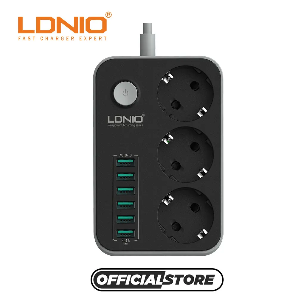 LDNIO SE3631 3 розетки ЕС AC розетка удлинителя 6 портов Usb (разъем) настольный Мощность
