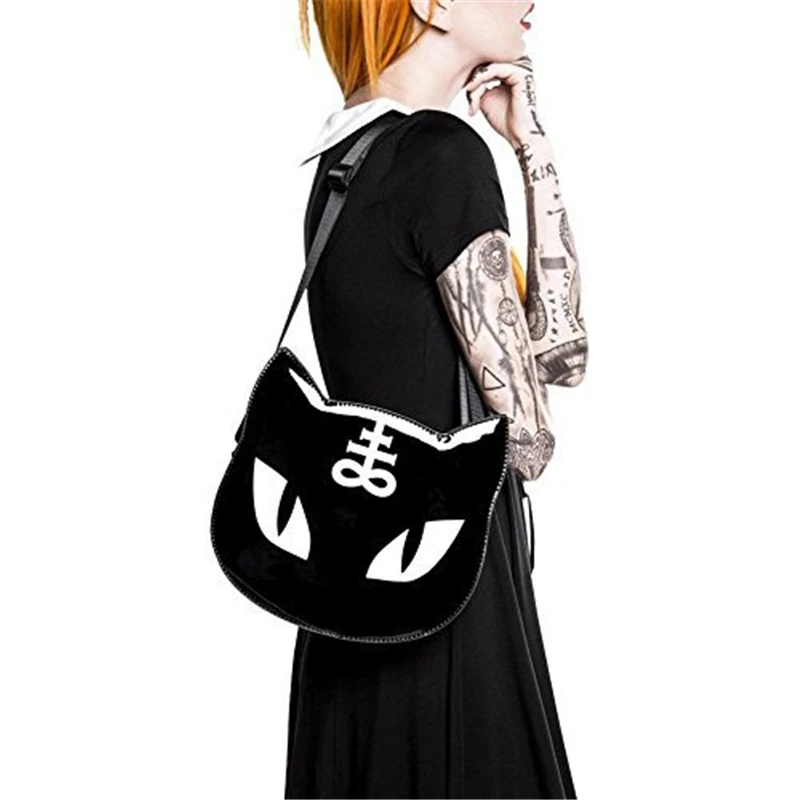 

New Women Harajuku Cat Bag Ladies Dark Messenger Bag Retro Mini Crossbody Bags Stylish Gothic Alphabet Shoulder Bag