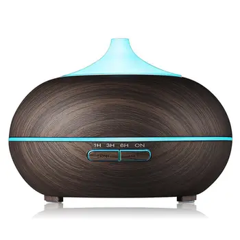 

VVPEC 300ml Ultrasonic Air Humidifier Aroma Essential Oil Diffuser with Wood Grain 7 Color Changing LED Lights for Office Home