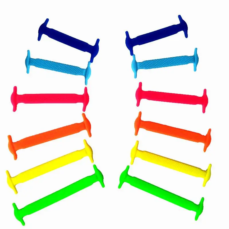 JUP 1 Set /12 Pcs New Kids Child No Tie Shoelaces All Sneakers Applicable Shoelaces Elastic Silicone Shoelaces Sneakers Fit Belt
