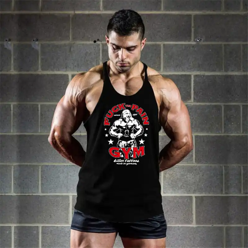 TAKIYA Mens Gym Stringer Tank Tops Bodybuilding Workout Fitness Muscle Vest Sleeveless Shirts