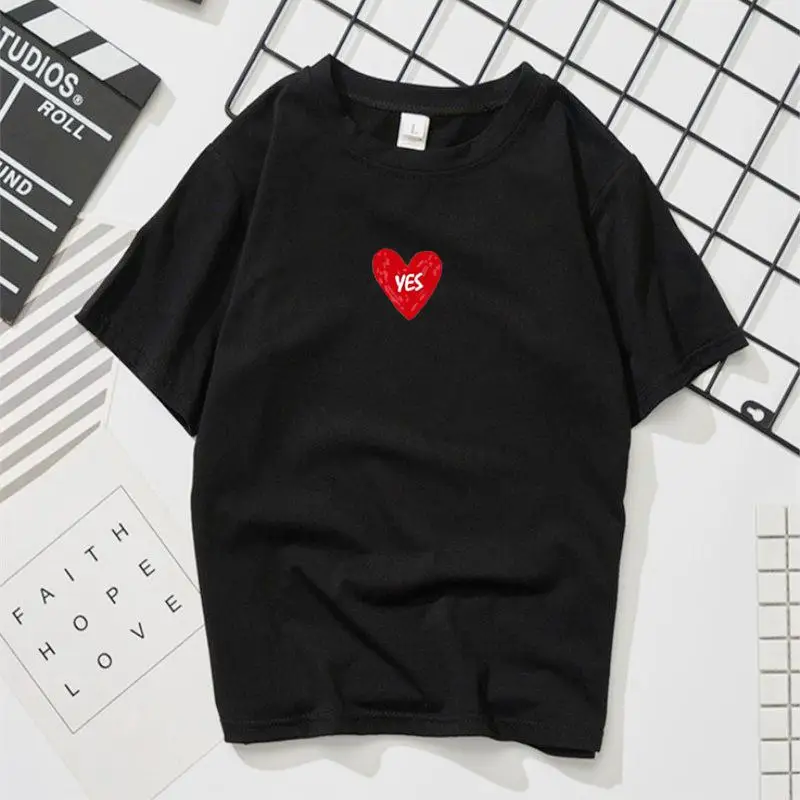 

2019 New Yfashion Fashion Summer Heart-shaped Printing Casual Short Sleeve T-shirt for Men Women Couples