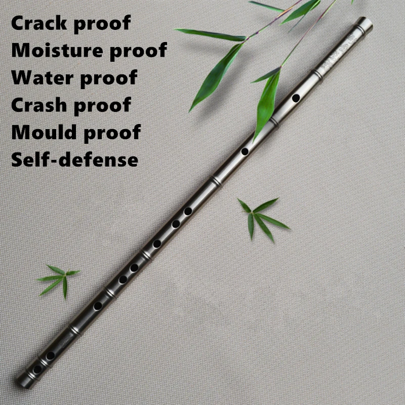 

Titanium Metal Flute CDEFG Key Imitation Bamboo Joint Flauta Profissional Music Instrument Self-defense Weapon Metal flute