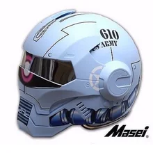 610 IRONMAN MASEI capacete da motocicleta Capacete motocross capacete metade Tendência Personalidade rosto aberto capacete Ciclo capacete Raça Azul Fosco