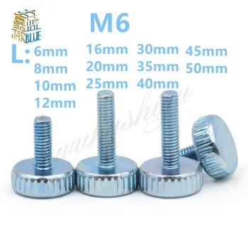 

10Pcs DIN653 GB835 M6*(6/10/12/16/20/25/30/35/40/45/50)mm Knurling Flat Head Knurled Thumb Screw Hand Tighten Computer Screws