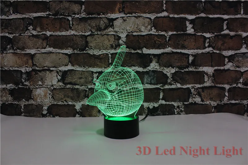 New Arrival 3D Led Bird Nursery Night Light 7 Colors changeable Creative Carton Bird Nursery