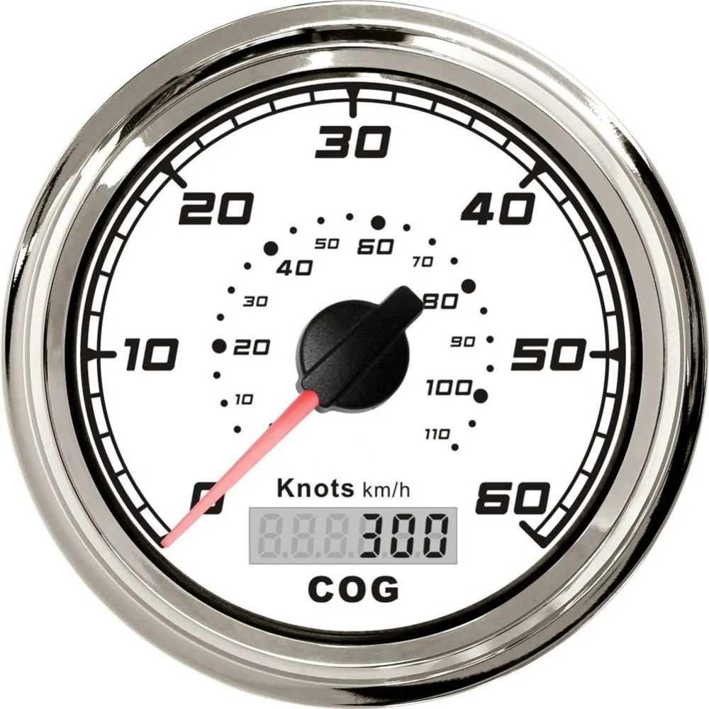 1 шт. белая спидометры GPS 0-60knots 12 v/24 v Скорость показатели 85 мм ЖК-дисплей Скорость Mileometers 0-110 км/ч с антенна для лодки