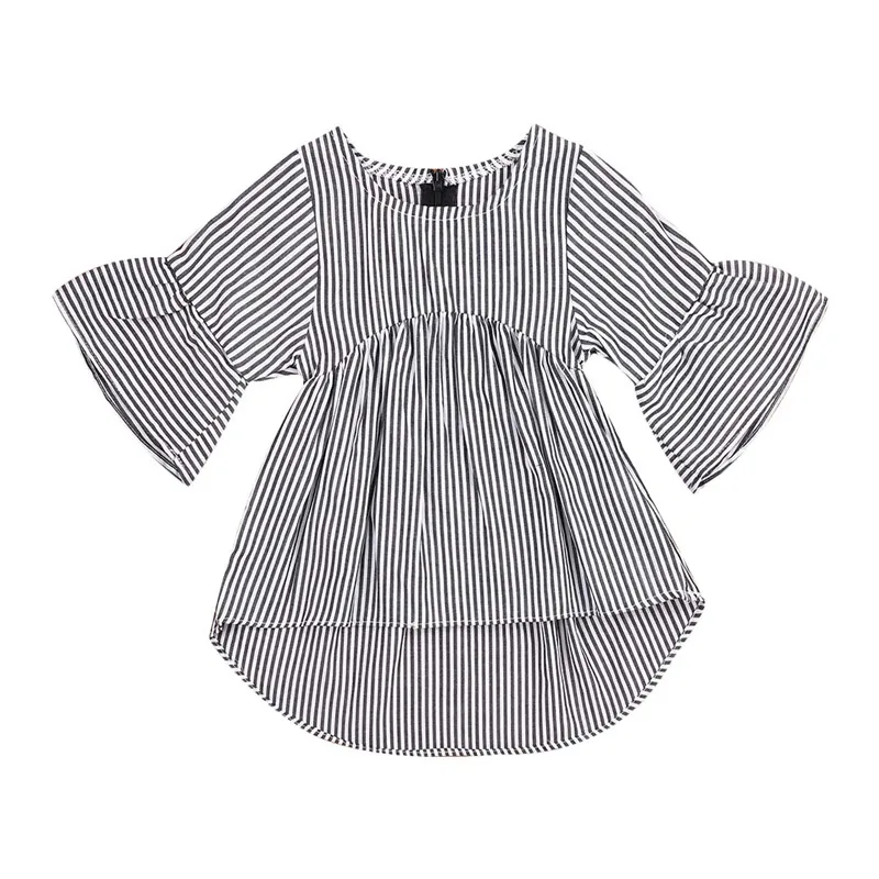

Lovely Girls Ruffles Long Sleeve Striped Summer T-shirt Tops Newborn Baby Girl Round Neck Fashion Summer Tops T-shirt Outfits