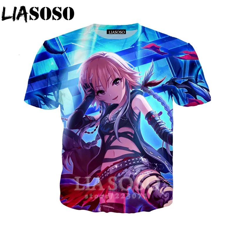 

LIASOSO Summer New Men Women Sweatshirt 3D Print Anime Idol Master Cinderella Girl T Shirt Fashion Short Sleeve Pullover B034