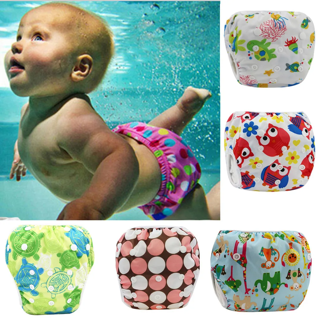 Cute Baby Waterproof Swim Diapers Pool Pants Unisex Adjustable Baby Swim Diaper Pant One Size Breathable Cover Suit for 3-15KG