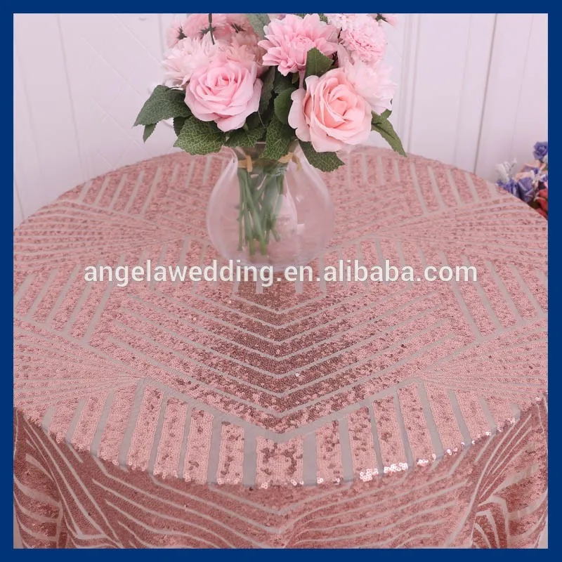 

SQ026A New design 2017 Hot sale pattern Sequence metallic wedding rose gold sequin table cloth