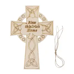 Деревянный DIY День Святого Патрика крест кулон подвесная табличка ирландвечерние домашний Декор стены