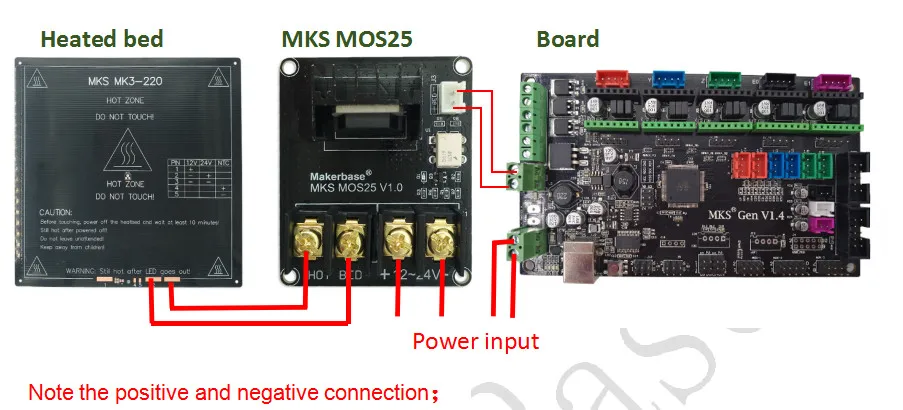 Детали 3D-принтера нагревательный контроллер МКС MOS25 V1.0 для теплового шприца экструдер МОП Модуль Поддержка большой ток 25А