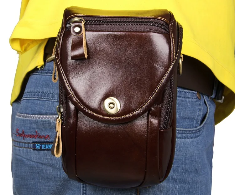 Hot Sale Cowhide Leather Men Waist Bags Pack Genuine Leather Casual Coffee Travel Bags Messenger Bags