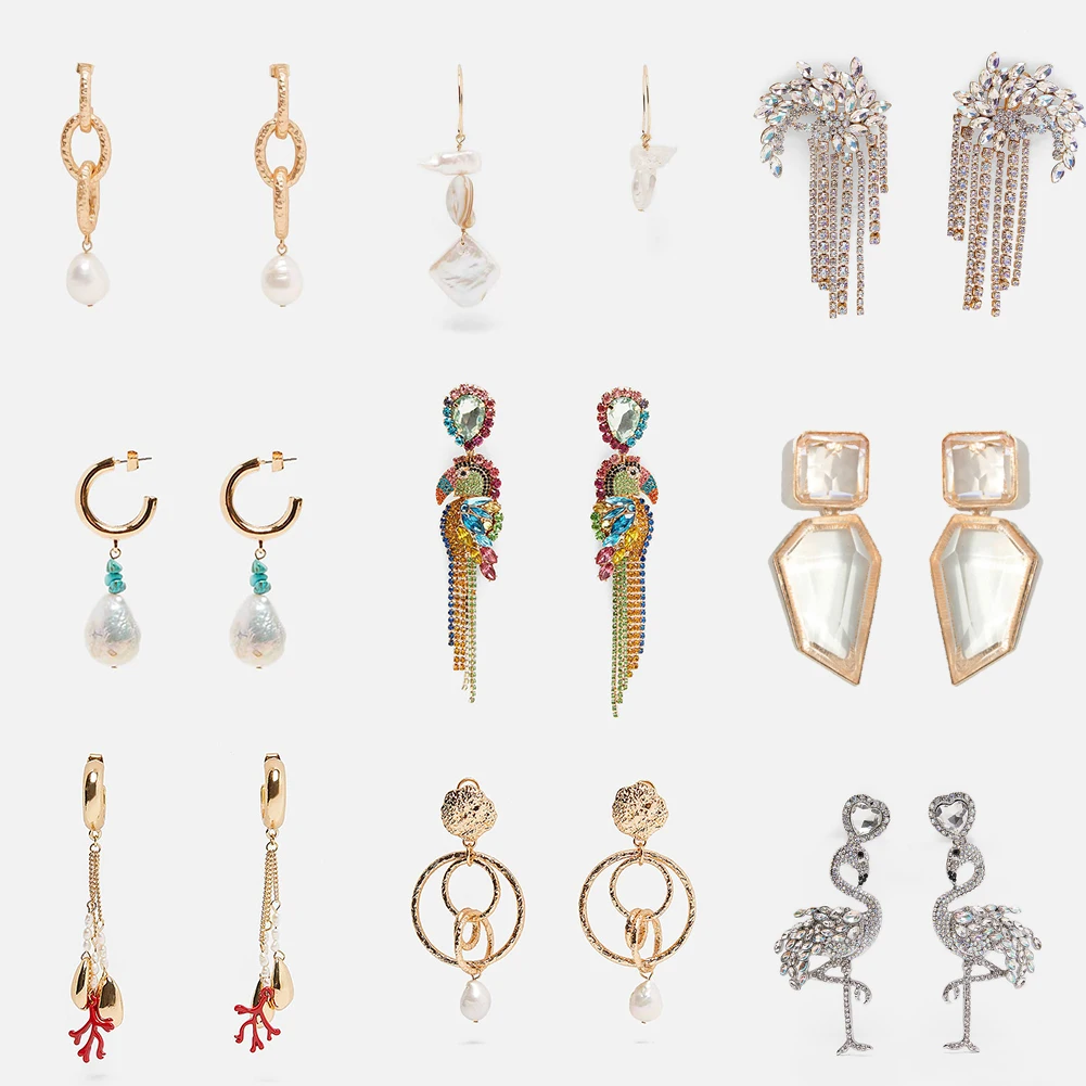 

Dvacaman New ZA Natural Pearl Shell Drop Earrings for Women Boho Tassel Crystal Bird Hanging Earrings Statement Wedding Jewelry