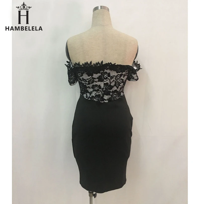 HAMBELELA Women Black Lace Casual Work Dress Ladies Lace Patchwork Pencil Midi Dress Party Club Dresses Office Elegant Vestidos (11)