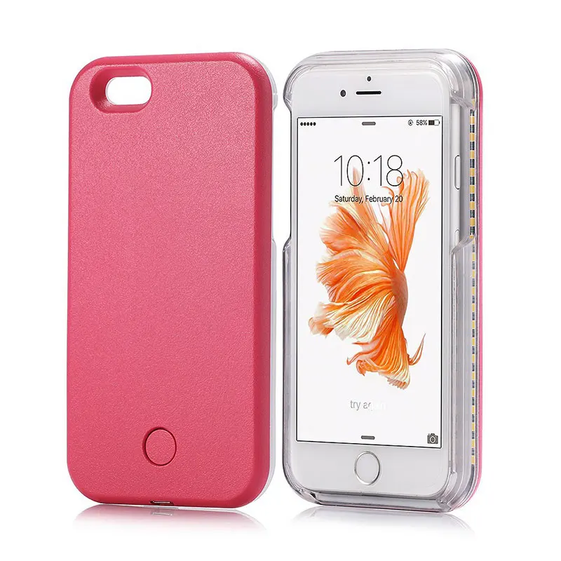

For iphone X 7Plus 8 6 6s plus Photo Light Up selfie flash phone Case the flash Protector Cover Bag For iphone 8Plus Cases Capa