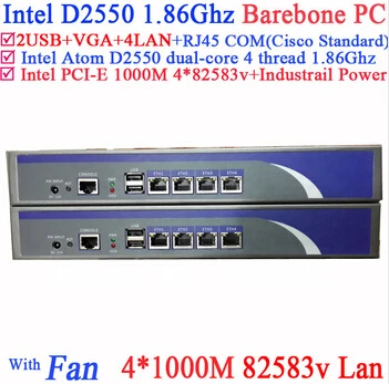 Домашней сети сервер Barebone с Intel D2550 1,86 ГГц 4 * intel PCI-E 1000 м 82583 В Lan Поддержка Panabit wayos ROS Mikrotik PFSense