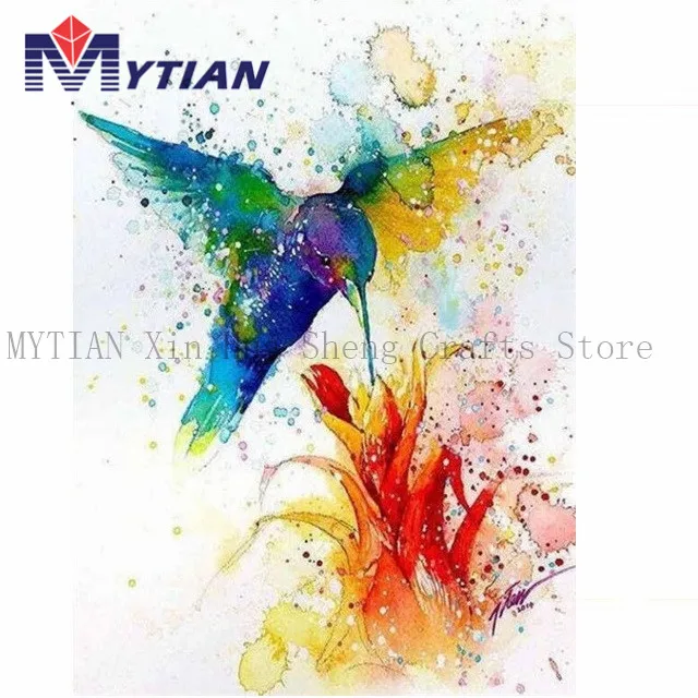 18090517 Watercolor Hummingbird Full Diamond Painting Kit 5D Diamond Embroidery Needlework Paint With Diamonds Resin Diamond Paintings