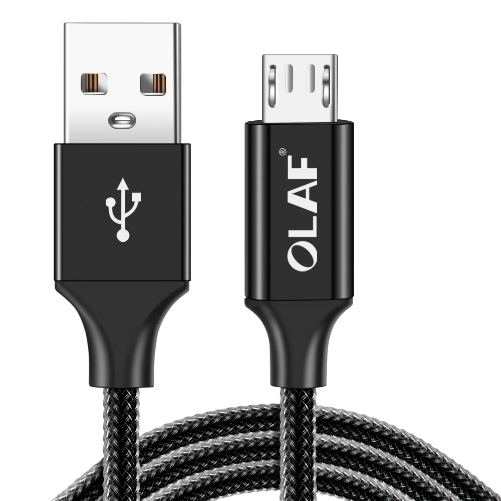 Олаф 1 м 2 м 3 м микро USB кабель 2.4A быстрое зарядное устройство USB кабель для передачи данных для samsung S7 Xiaomi Redmi Note5 LG планшет Microusb Android шнур - Цвет: Black