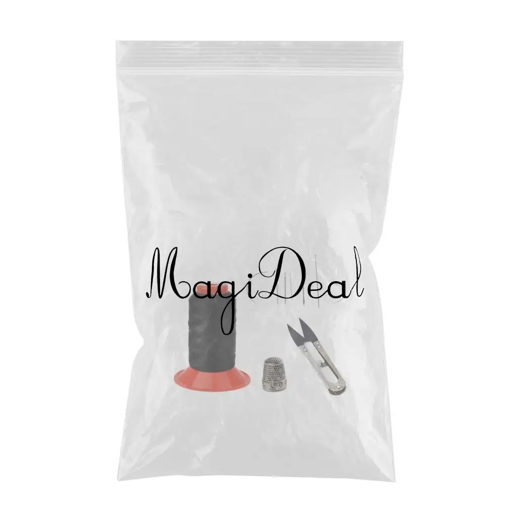 Black Bonded Nylon Sewing Thread&Curved Needles&Scissors&Thimble Tools Kits