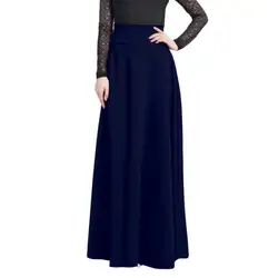 Для женщин модные женские Jupe Высокая Талия Pleat Элегантный юбка черного цвета, цвета красного вина одноцветное Цвет длинные Юбки для женщин