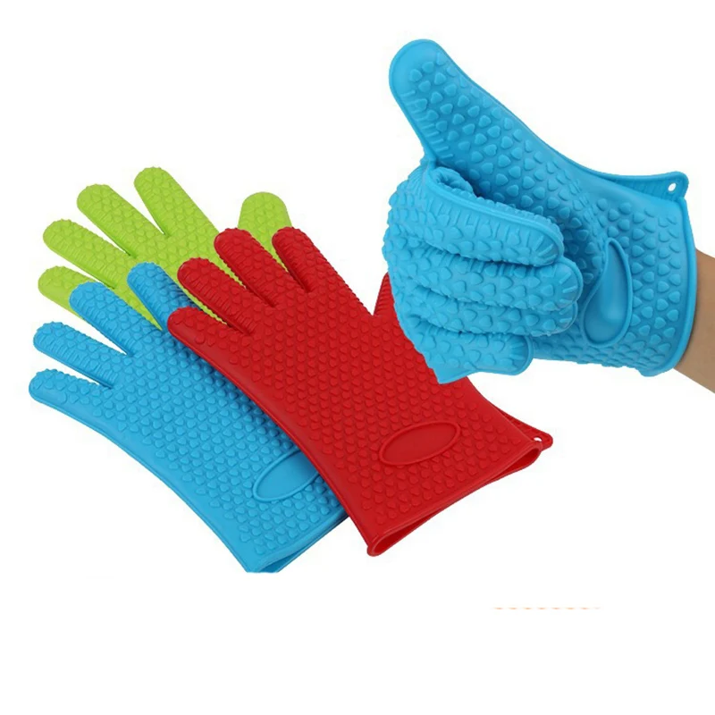 1Pcs Thickened DIY Soft Silicone BBQ Five Fingers Glove Kitchen Cooking