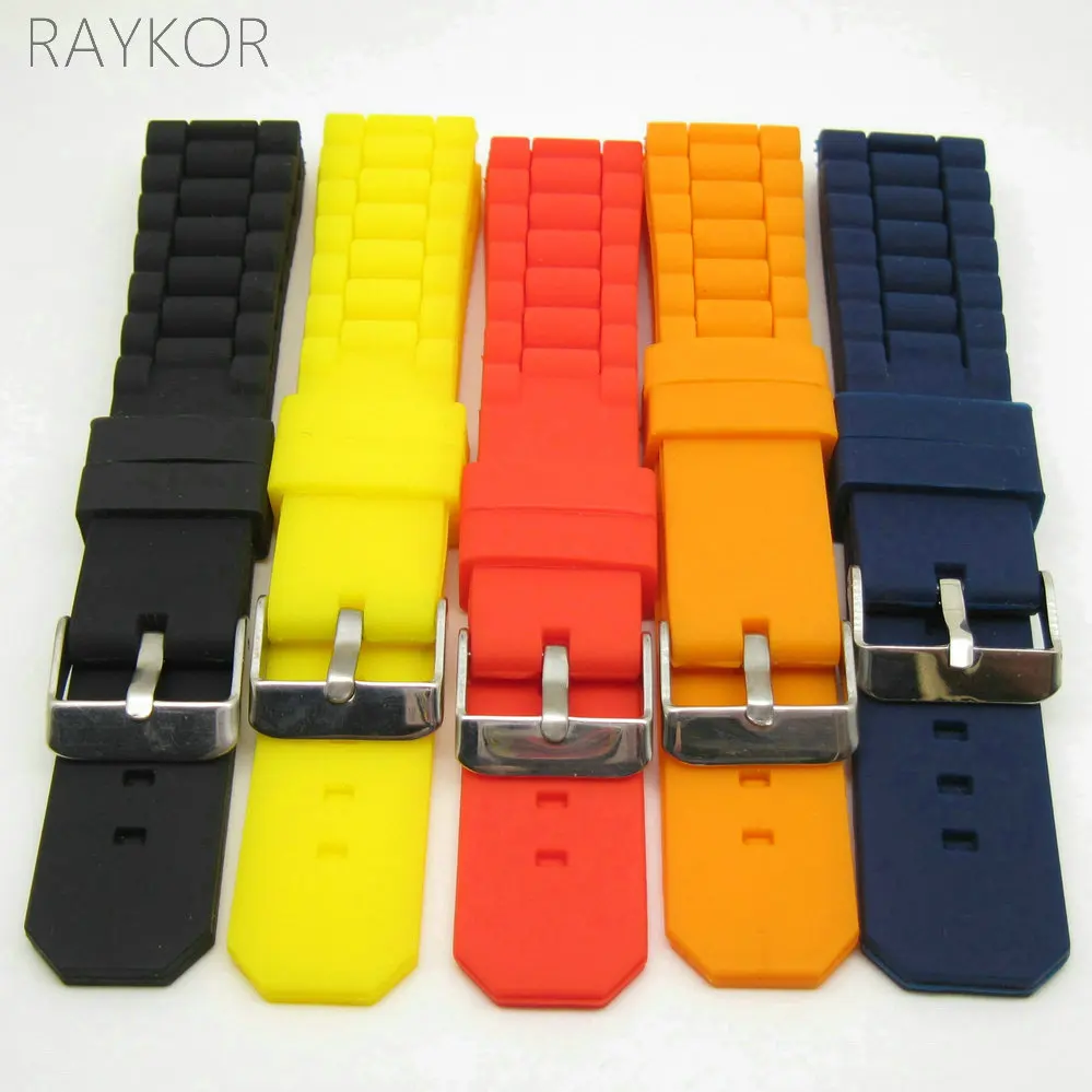 

20mm 22mm Silicone Rubber Watch Band Soft Silicon Strap for Fashion Casual Watch Thin Black White Red Blue Yellow