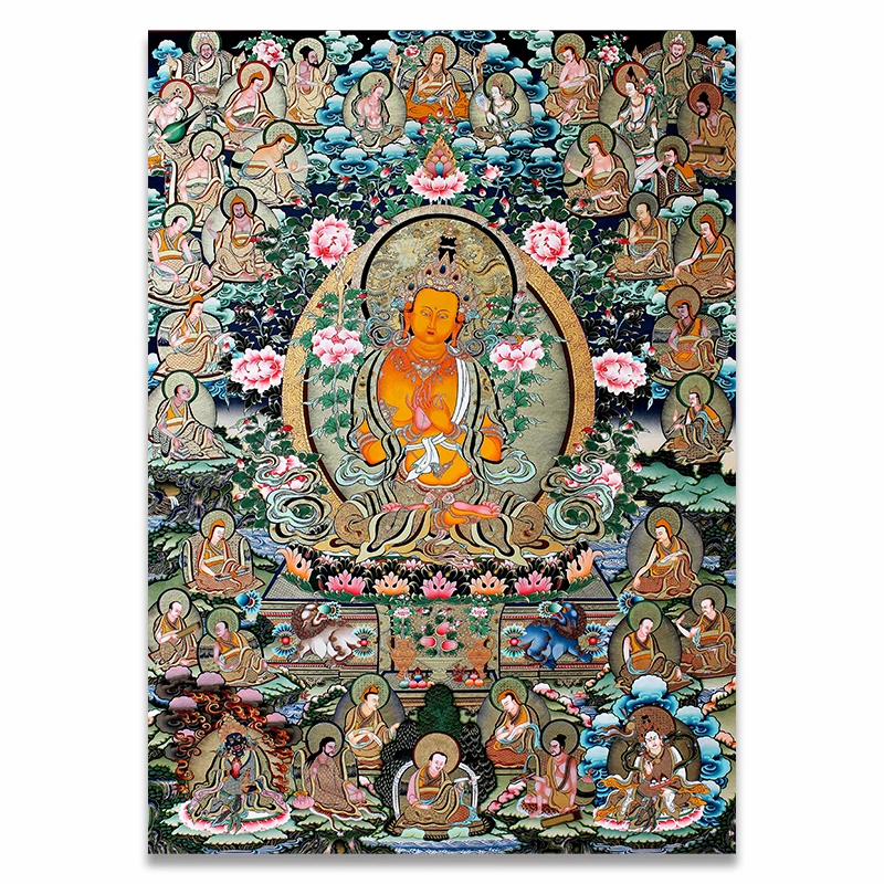 Buddha Painting Thangka India Chinese Religion Style Canvas Print Painting Poster Art Wall Pictures for Hallway Home Decor