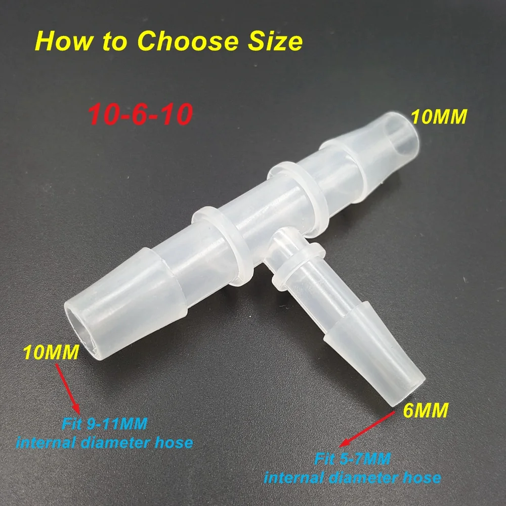 5 шт./лот PE пищевой Т-образный Редукционный тройник коннектор сплиттеры Gladhand для 3-12 мм шланг силиконовая трубка