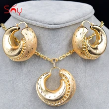 Sunny Jewelry Медные Ювелирные наборы для женщин колье серьги кулон большие круглые Ювелирные наборы для свадебных ювелирных изделий подарки